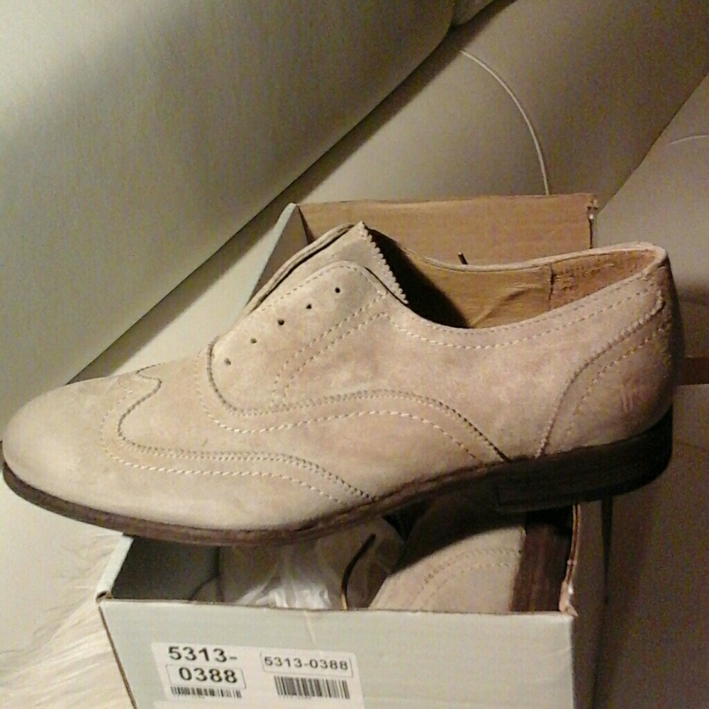 FRYE Mens Suede Shoes, Cream, US 9.5